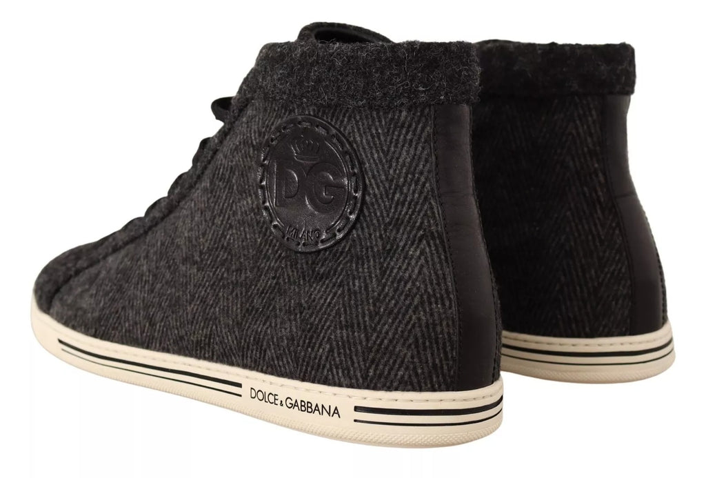 Sneakers montantes décontractées en coton et laine grises