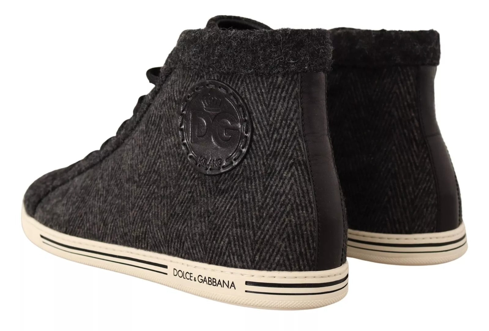 Sneakers montantes décontractées en coton et laine grises