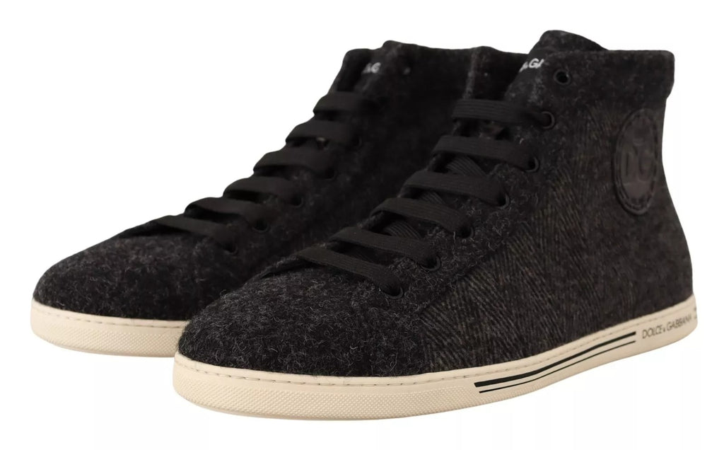Sneakers montantes décontractées en coton et laine grises