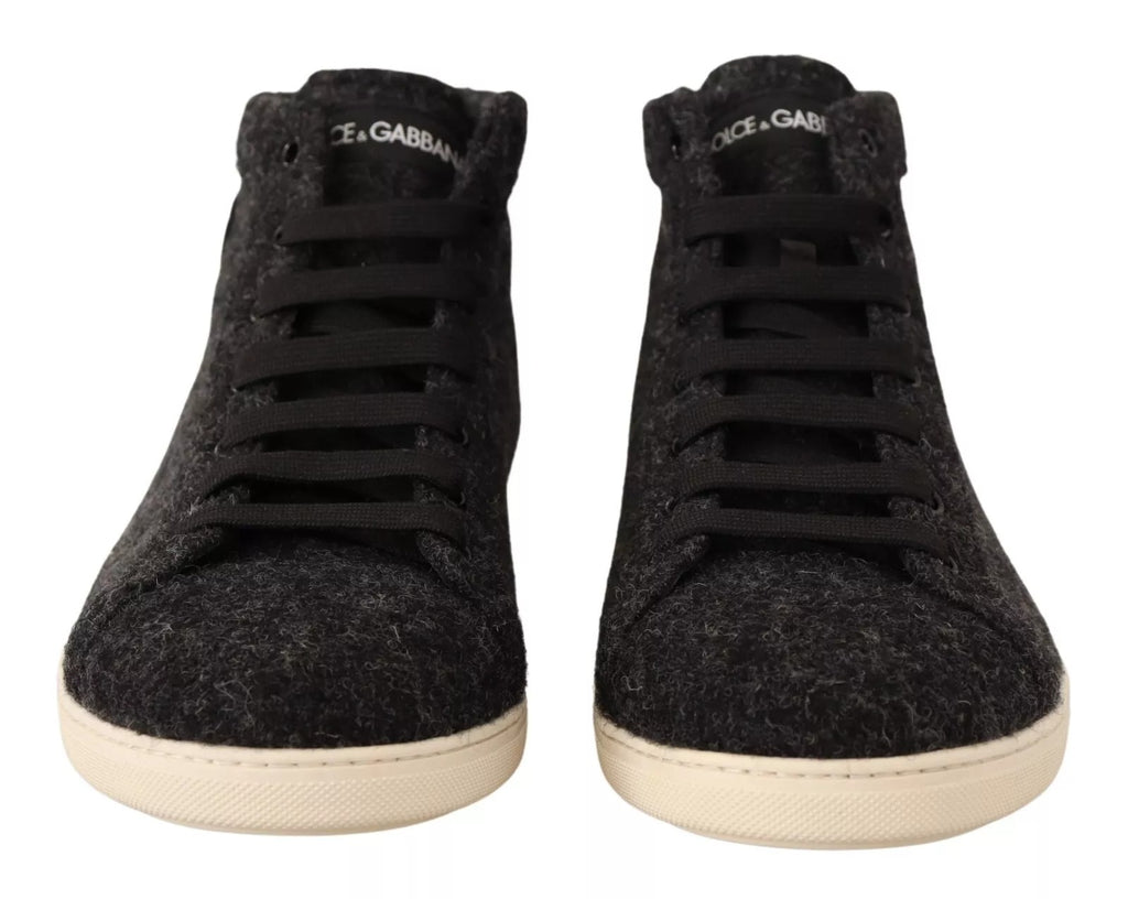 Sneakers montantes décontractées en coton et laine grises