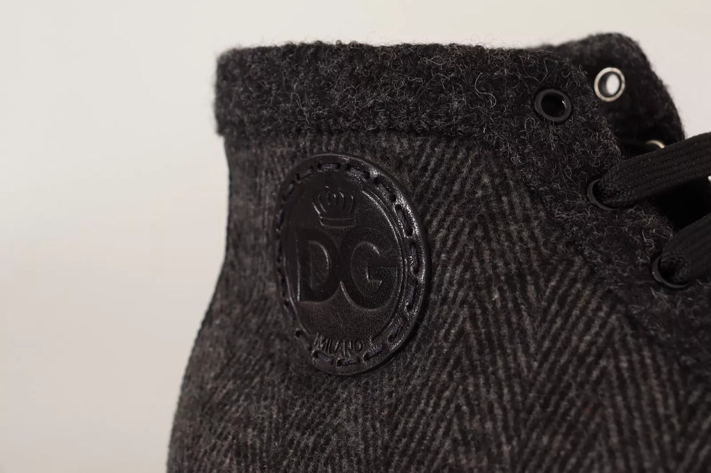 Sneakers montantes décontractées en coton et laine grises