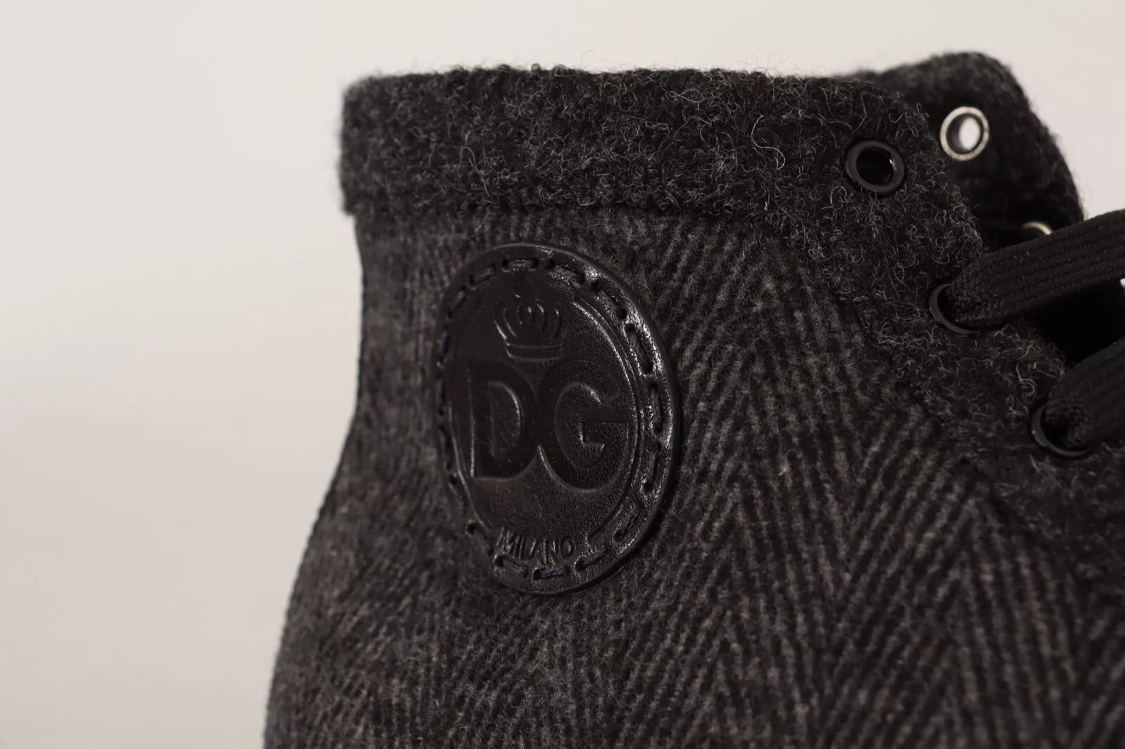 Sneakers montantes décontractées en coton et laine grises