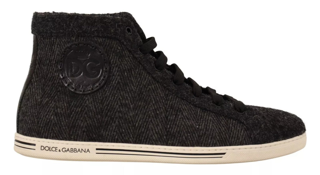 Sneakers montantes décontractées en coton et laine grises