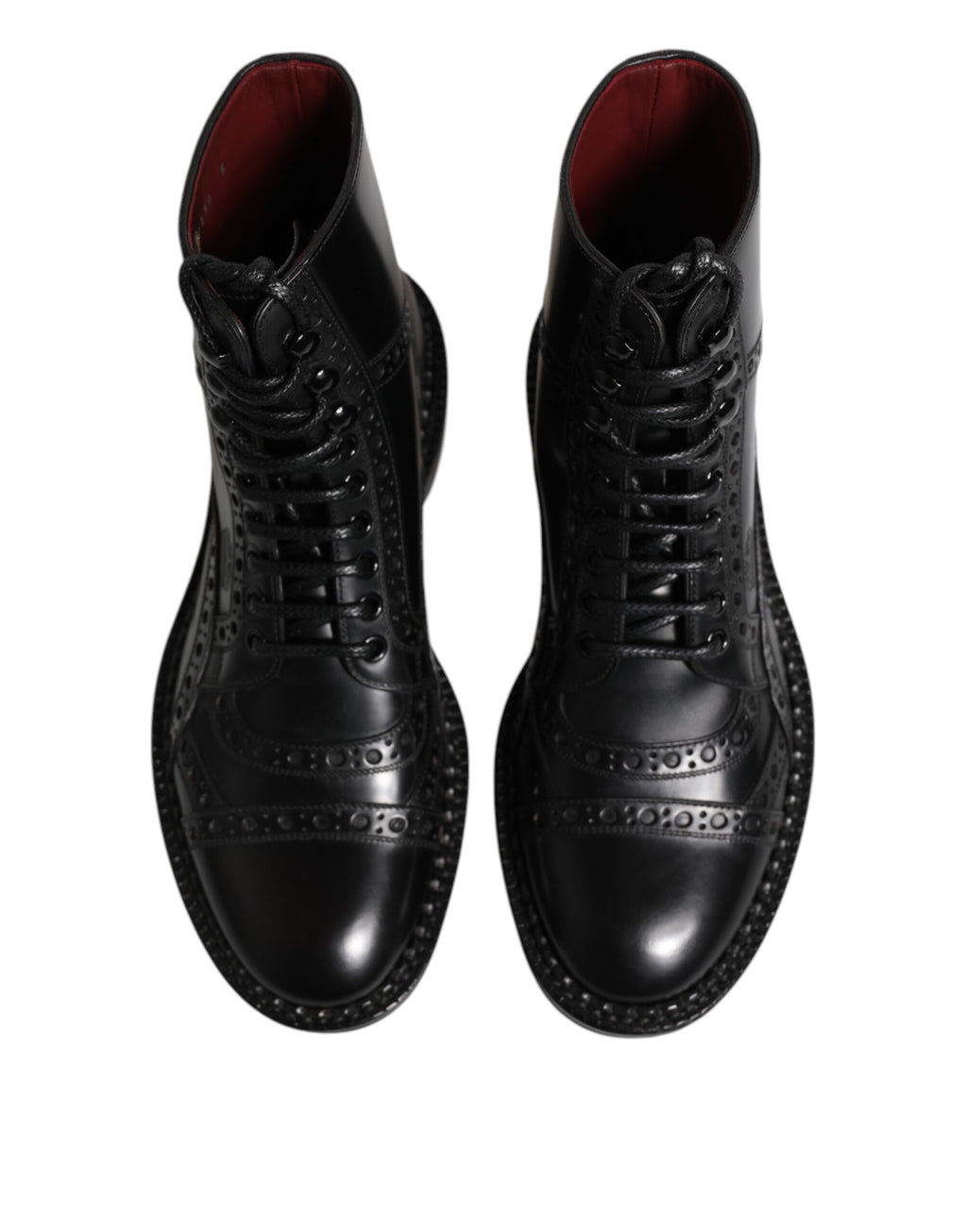 Bottines en cuir noir à lacets, mi-mollet