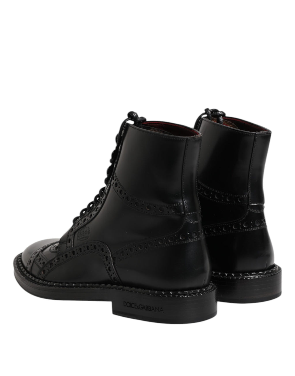 Bottines en cuir noir à lacets, mi-mollet