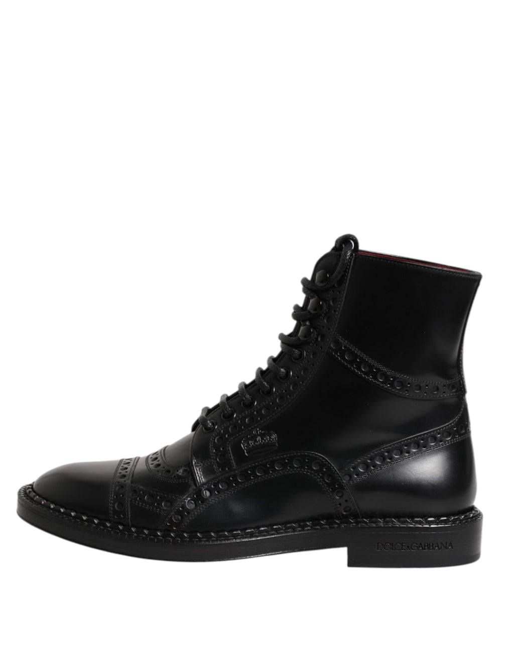 Bottines en cuir noir à lacets, mi-mollet