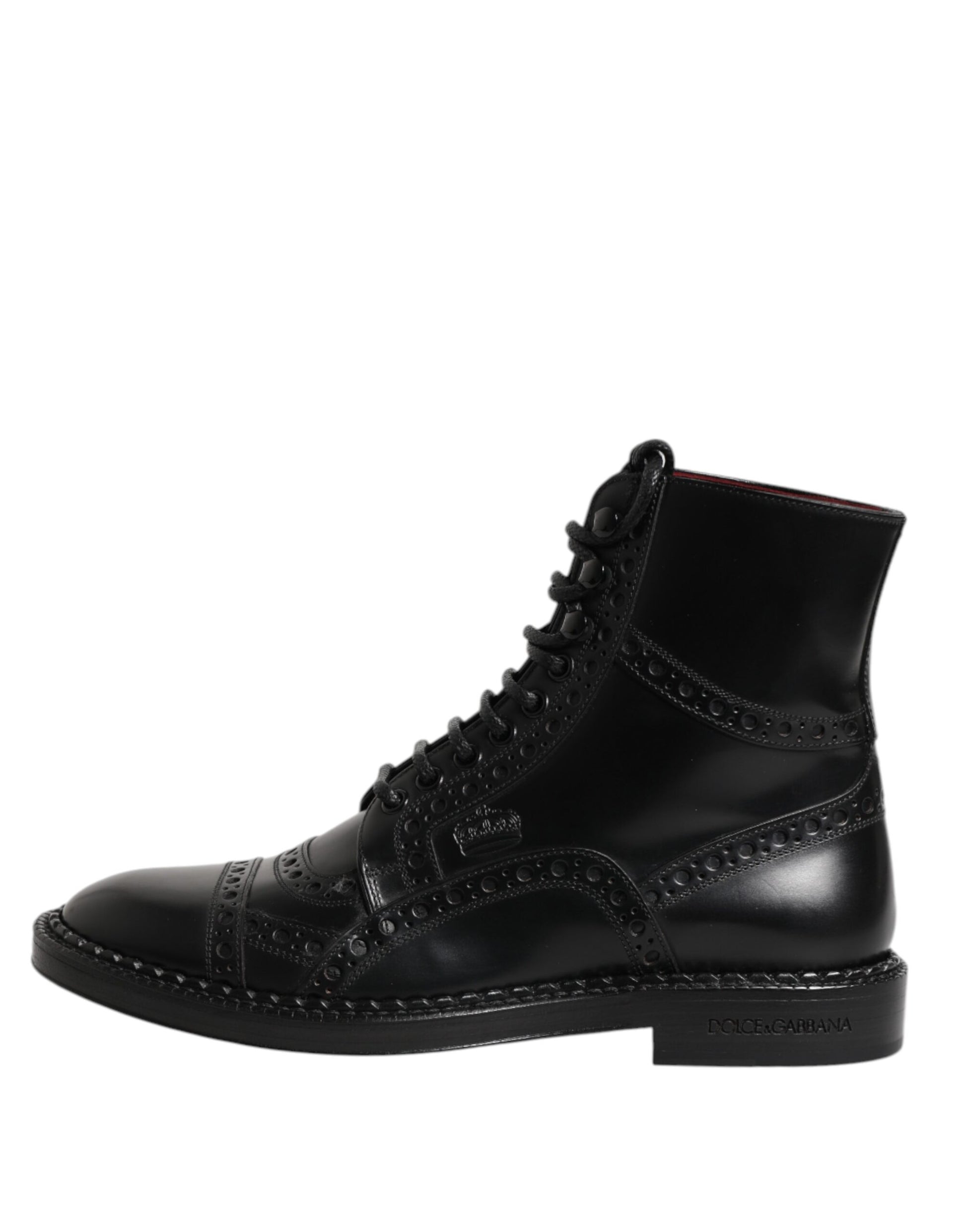 Bottines en cuir noir à lacets, mi-mollet