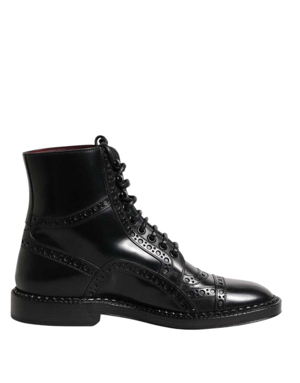 Bottines en cuir noir à lacets, mi-mollet
