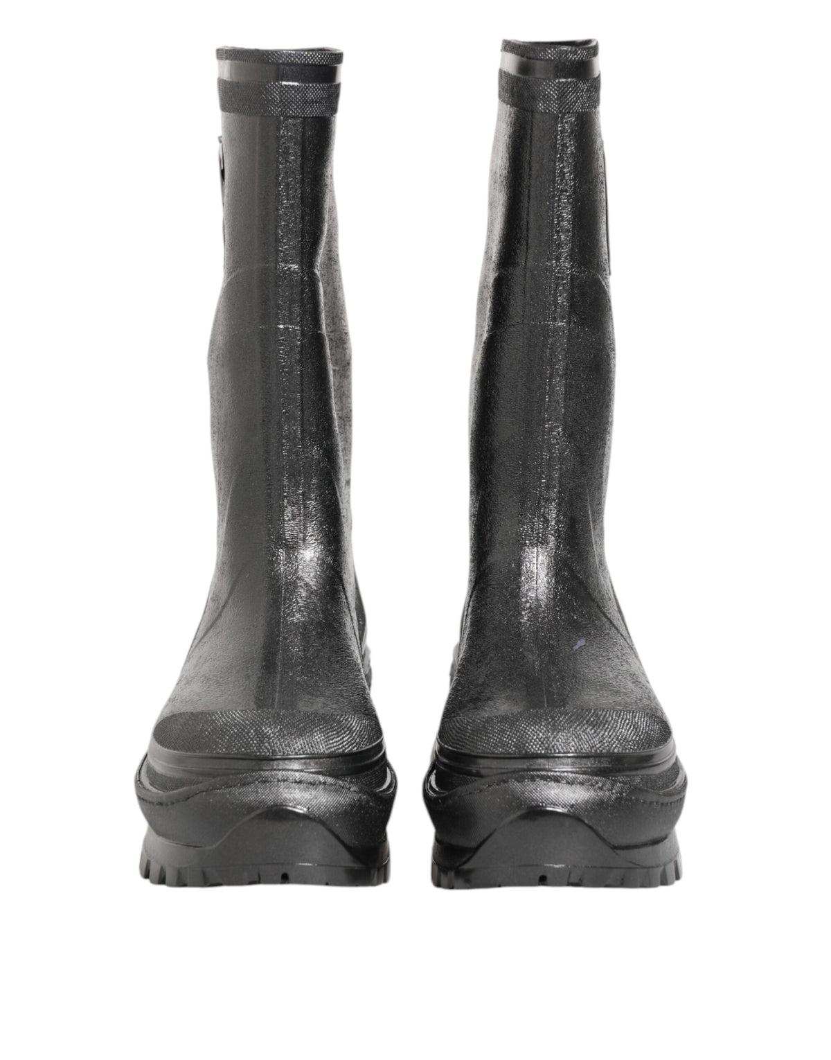 Metallic Gray Pull On Rain Boots Shoes