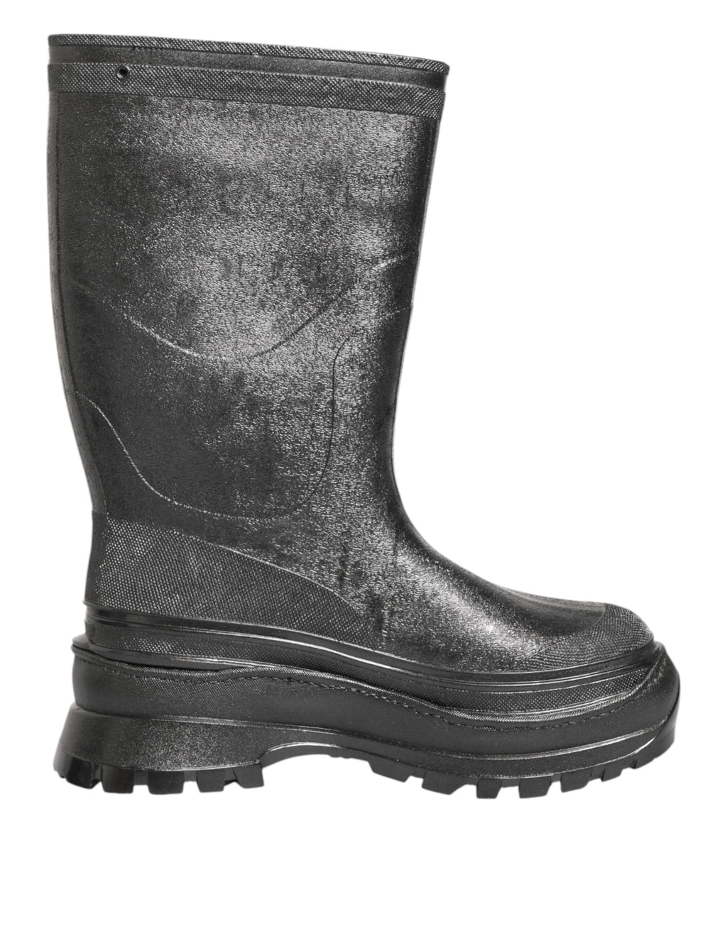 Metallic Gray Pull On Rain Boots Shoes