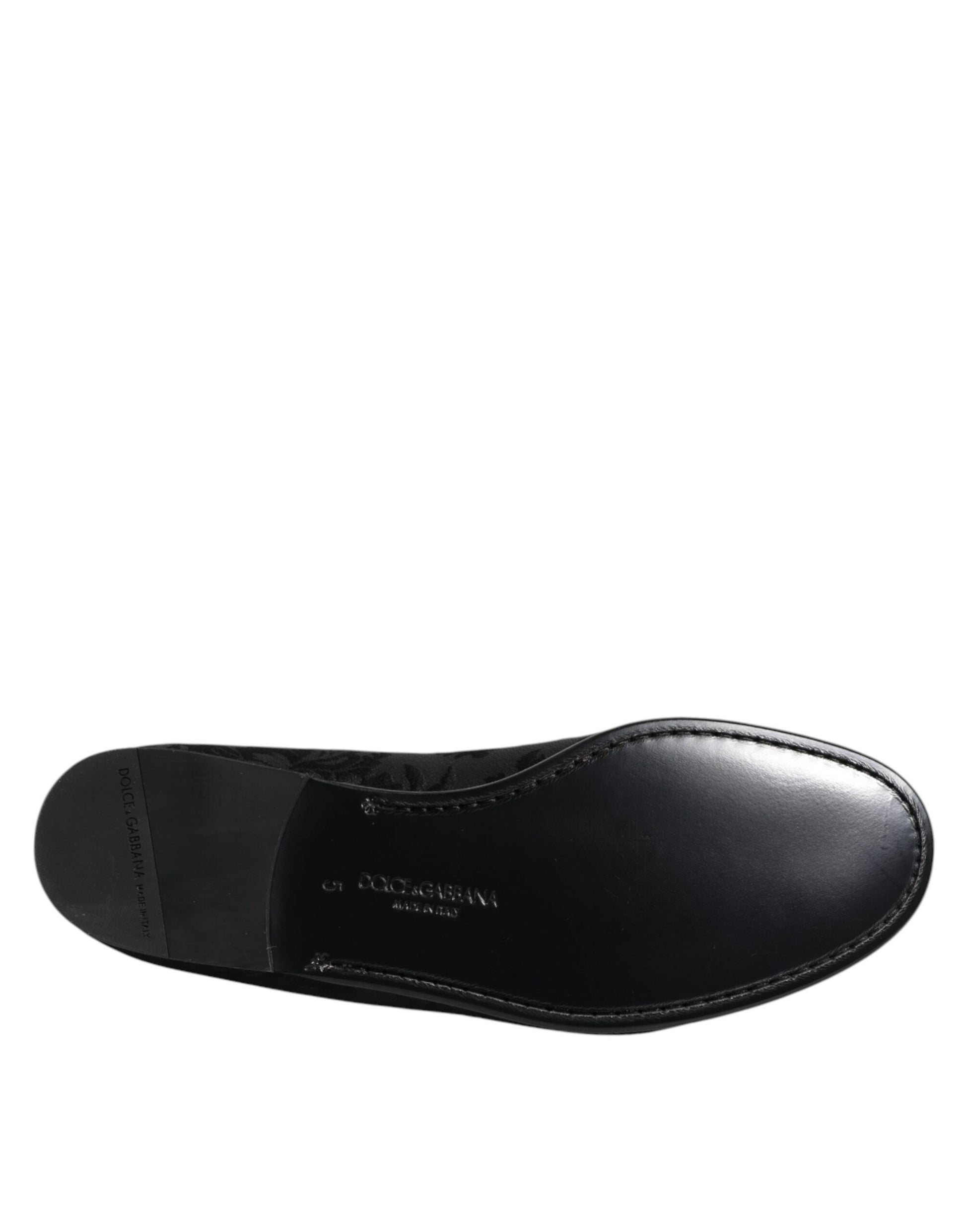 Black Floral Brocade Loafers Men Dress Shoes