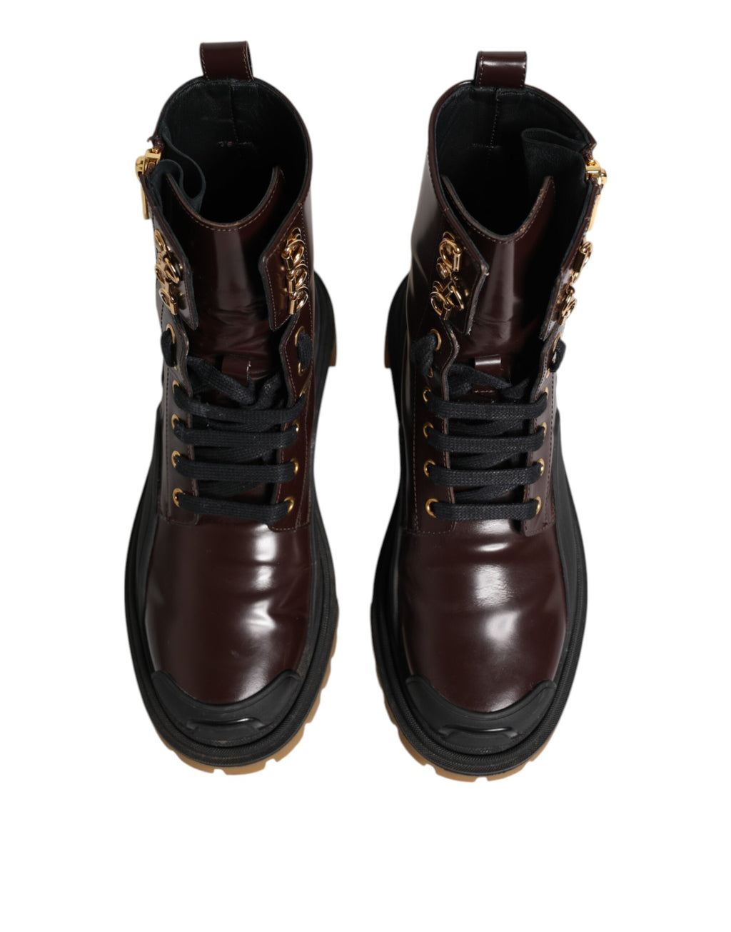 Maroon Leather Mid Calf Biker Boots Shoes
