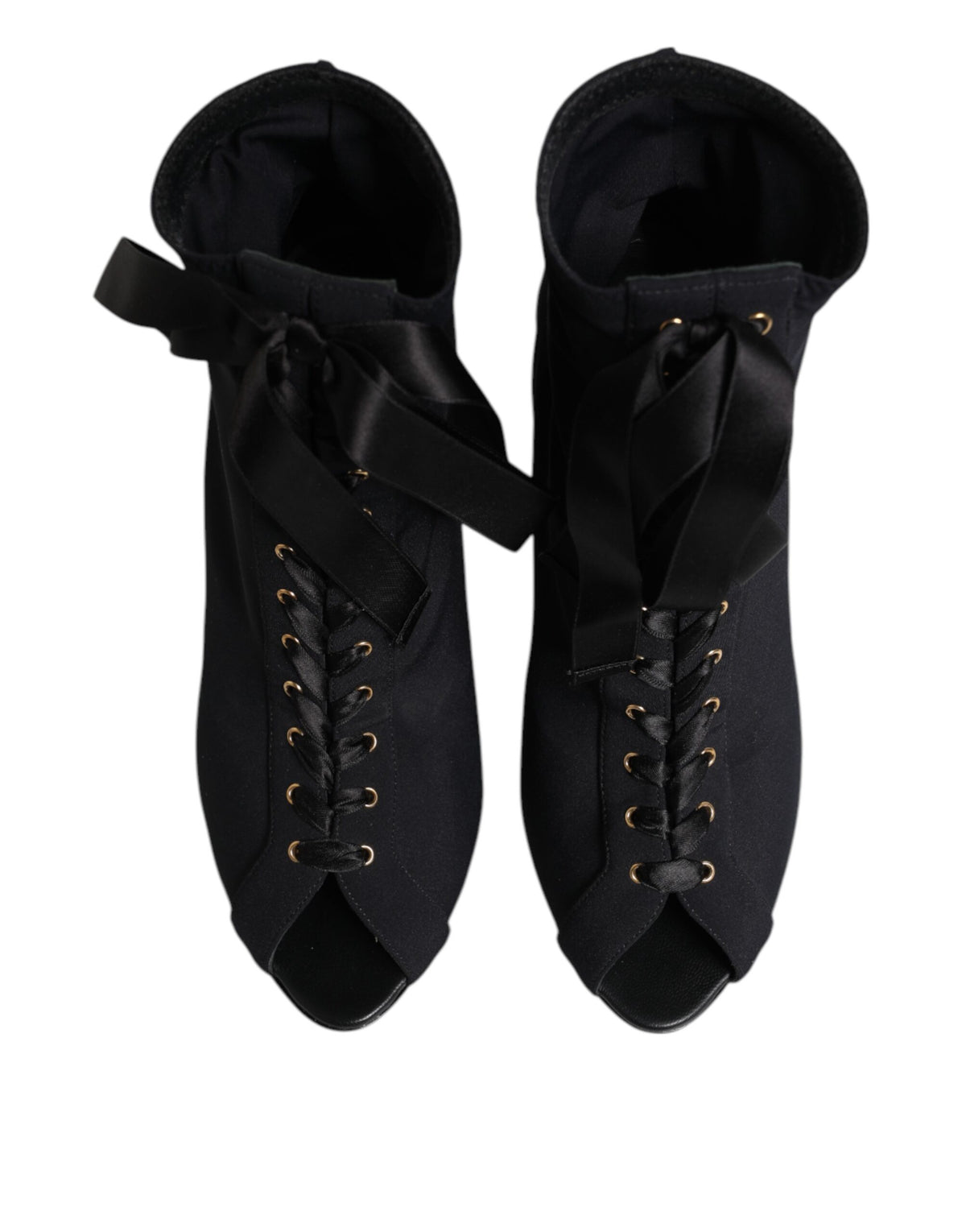 Black Stiletto Heels Lace Up Boots Shoes