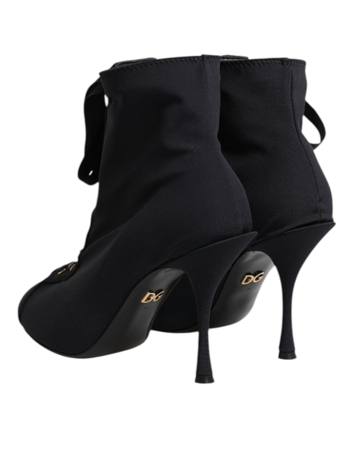Black Stiletto Heels Lace Up Boots Shoes