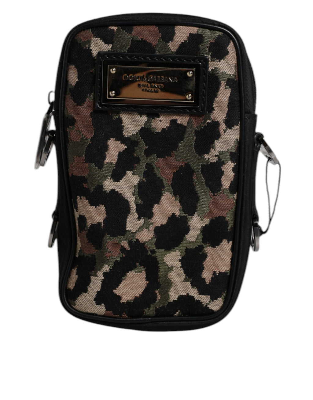 Multicolor Leopard Jacquard Logo Plaque Neck Strap Bag