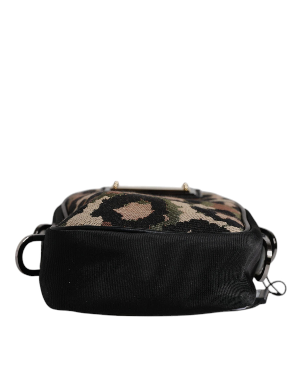 Multicolor Leopard Jacquard Logo Plaque Neck Strap Bag