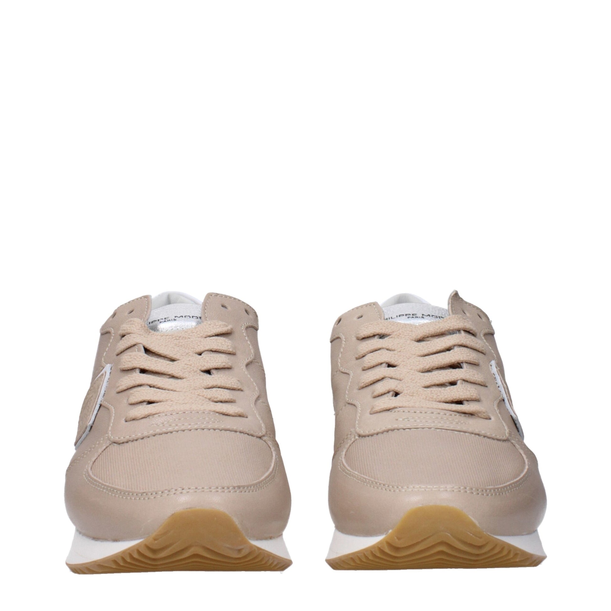 Beige Leather Low Top Sneakers
