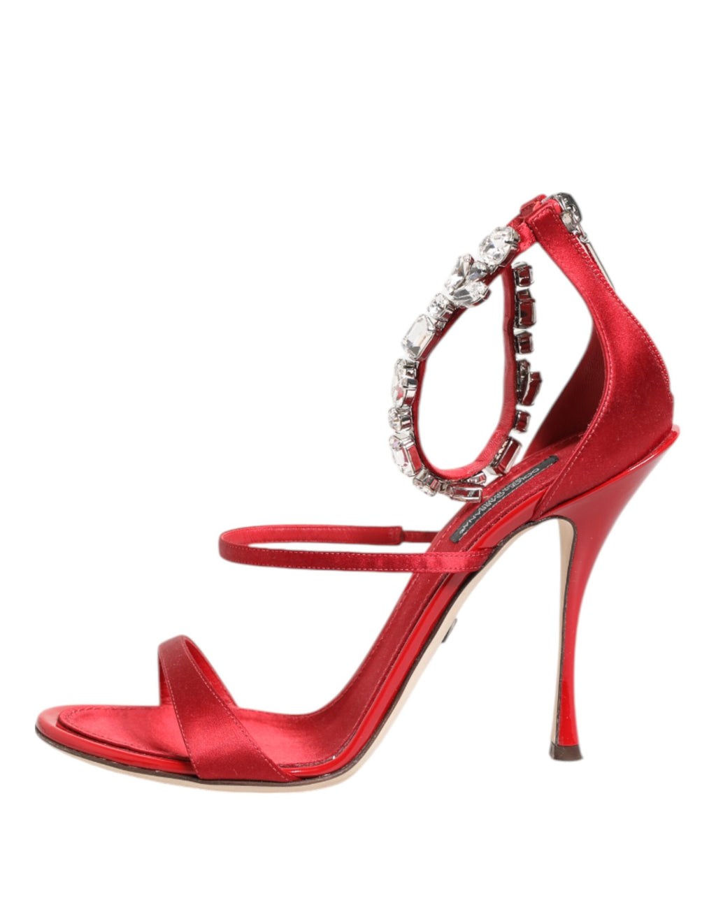 Sandales à talons hauts Keira en satin rouge avec cristaux