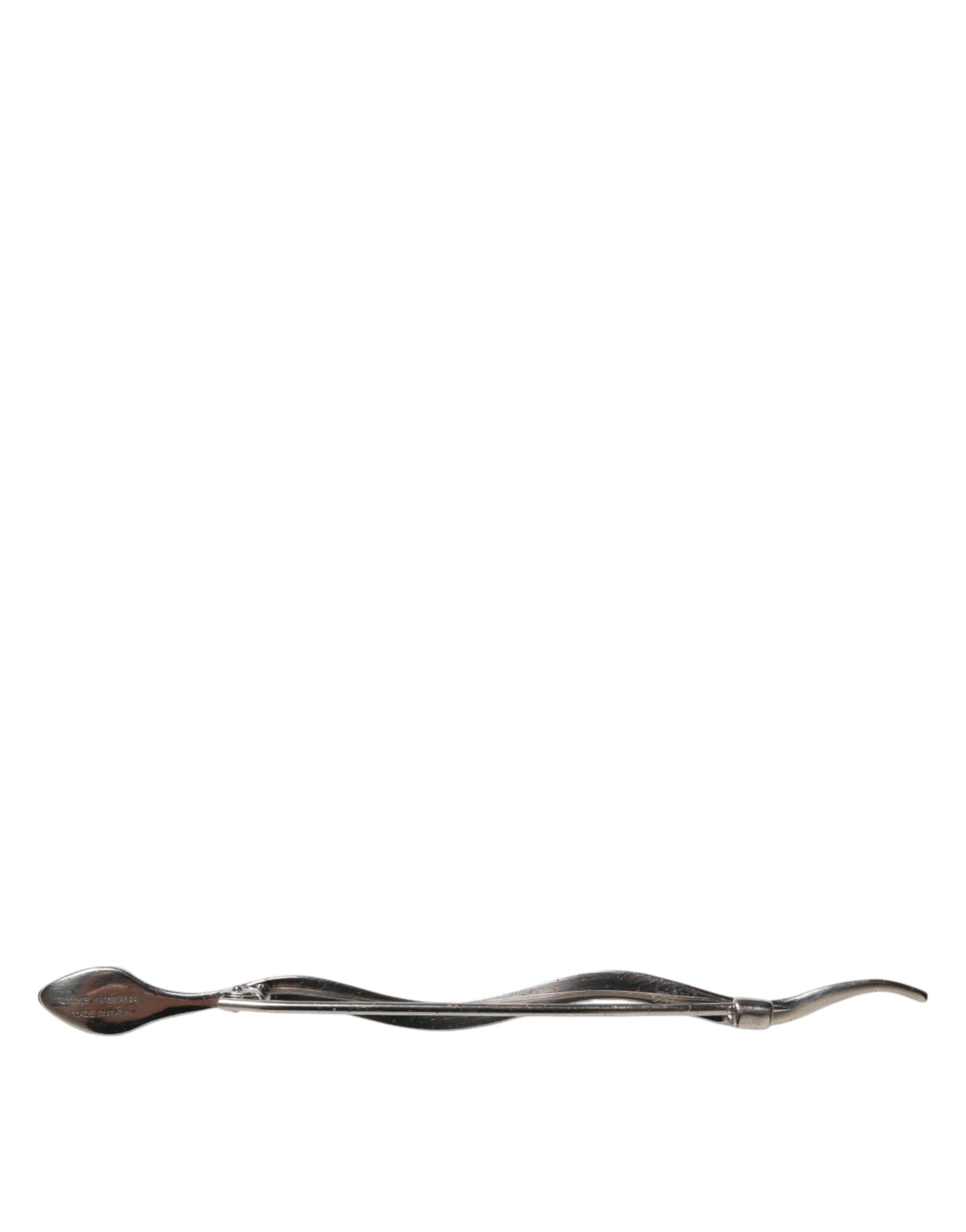 Silver Brass Crystal Spilla Serpente Mens Brooch Pin