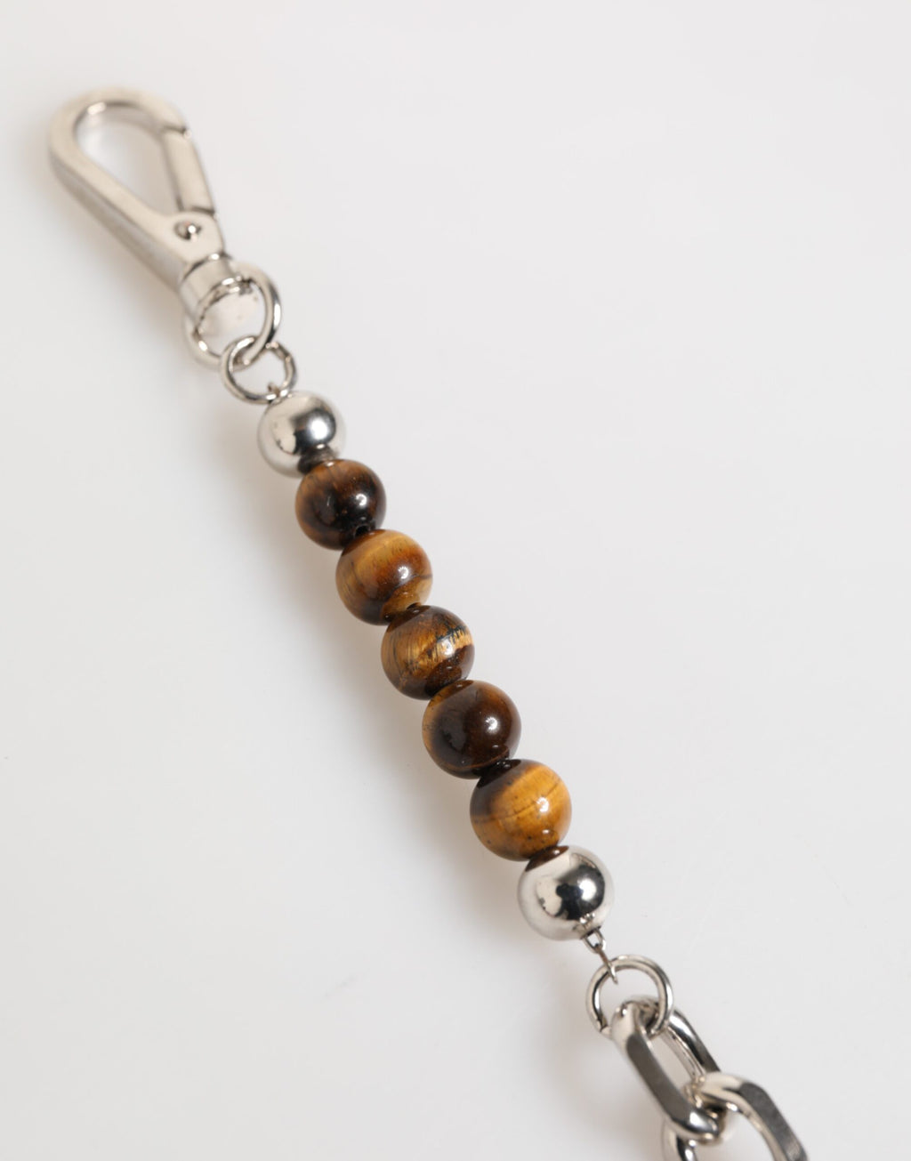 Silver Chain Brass Beaded Lobster Clasp Logo Men Bracelet