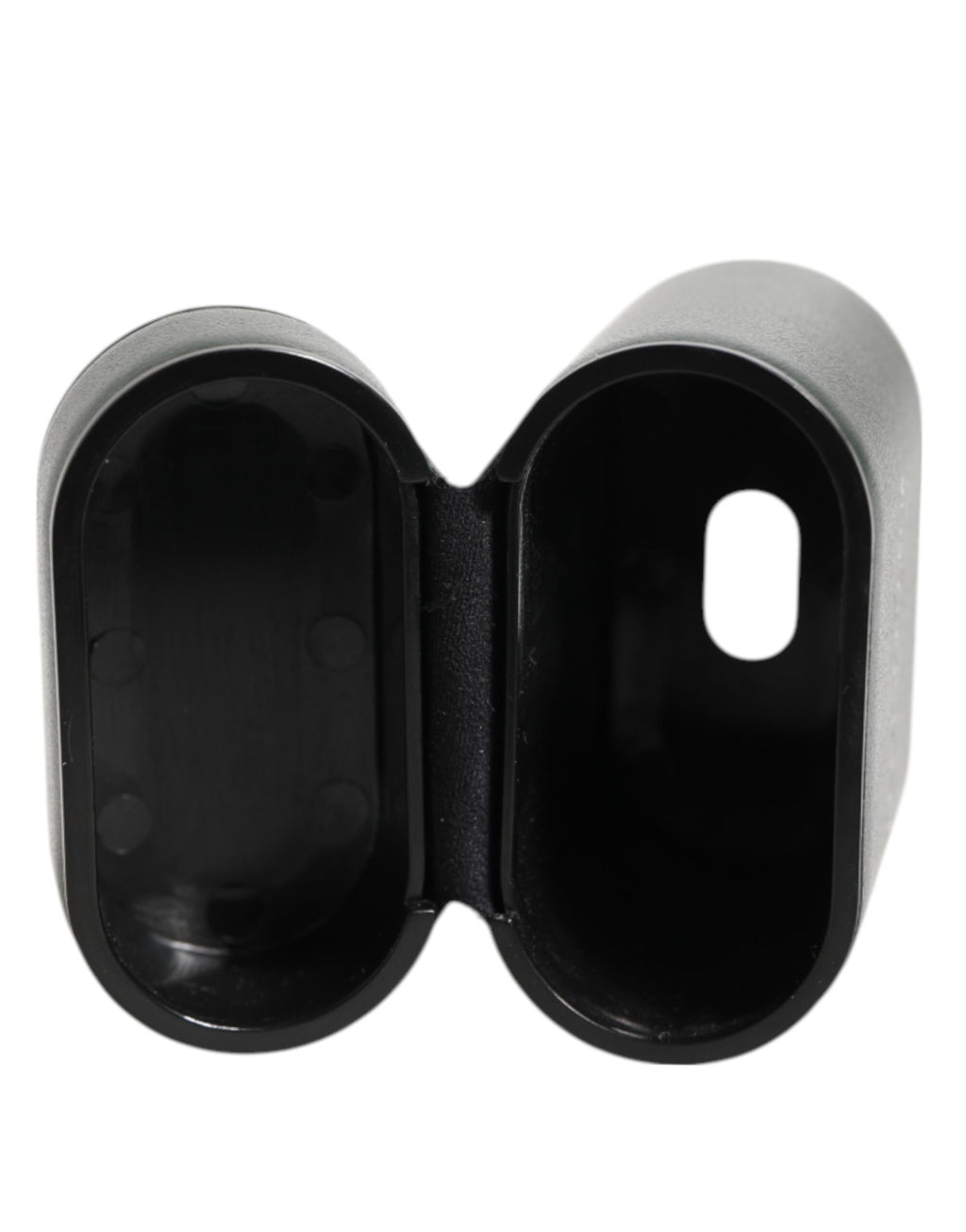 Black Leather Logo Print Flip Holder Men Airpods Case