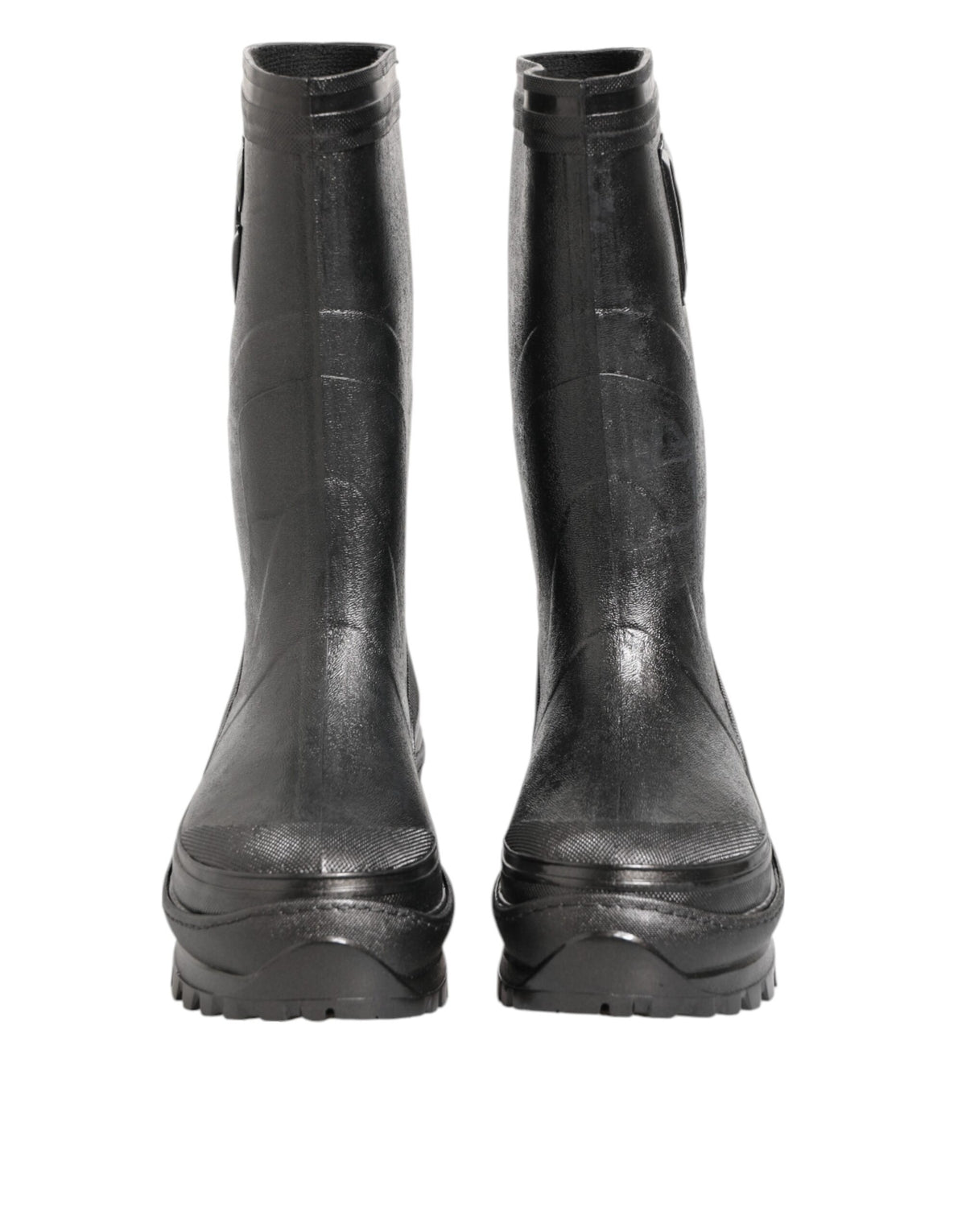 Metallic Black Pull On Rain Boots Men Shoes