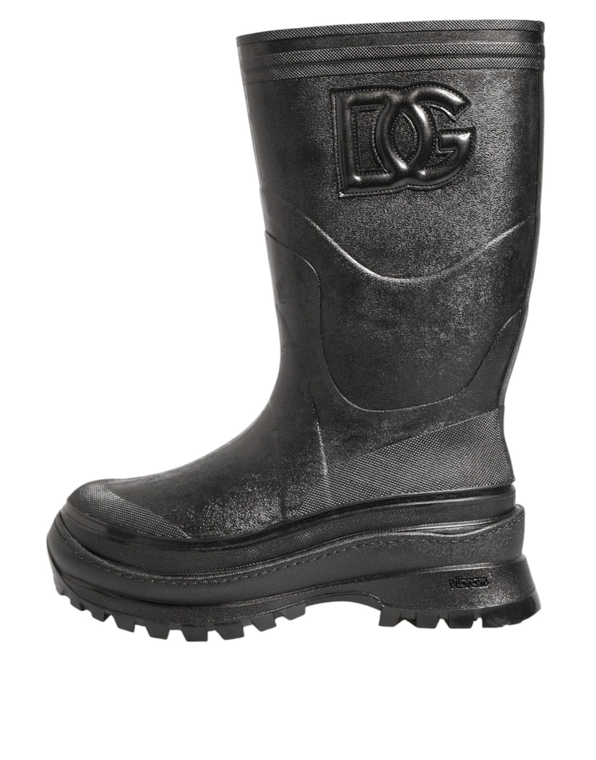 Metallic Black Pull On Rain Boots Men Shoes