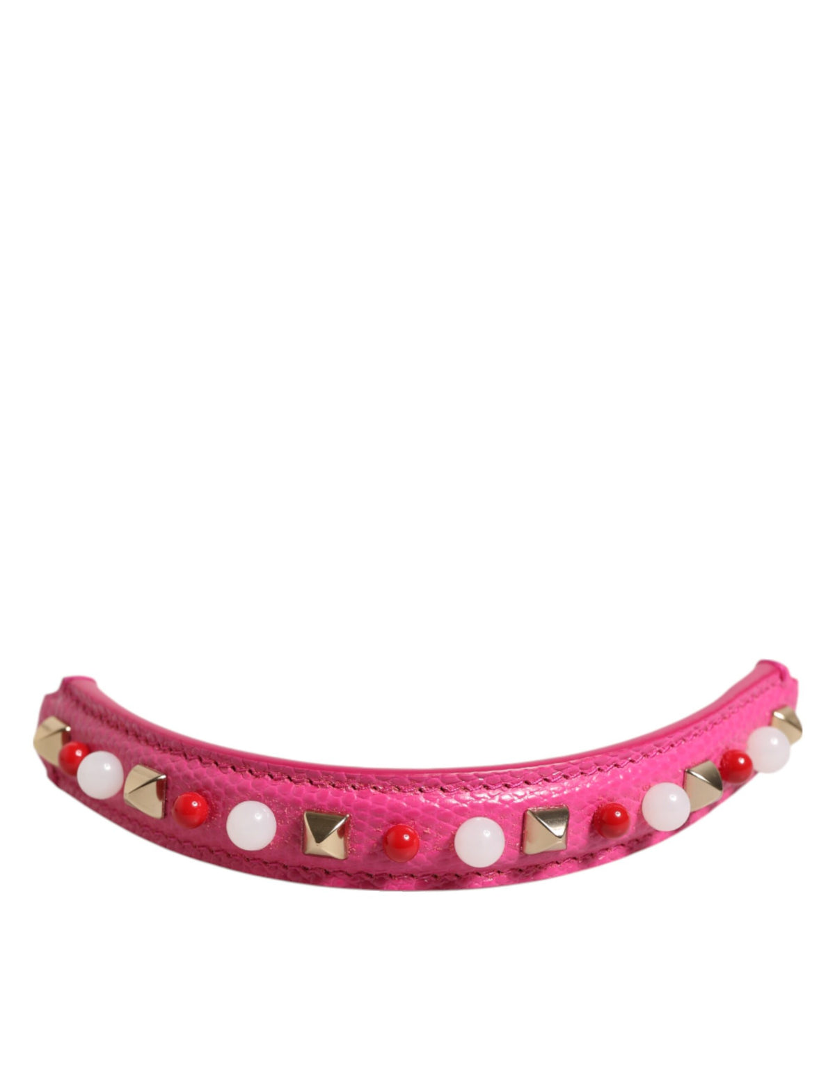 Bandoulière en cuir rose décorée pour sac à main, pour femme.