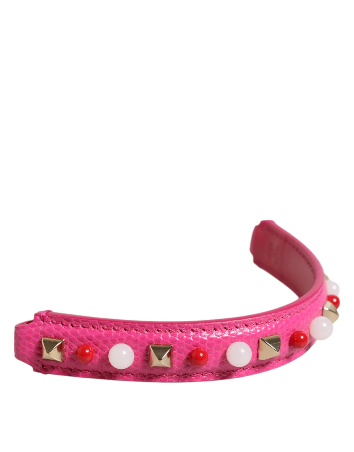 Bandoulière en cuir rose décorée pour sac à main, pour femme.