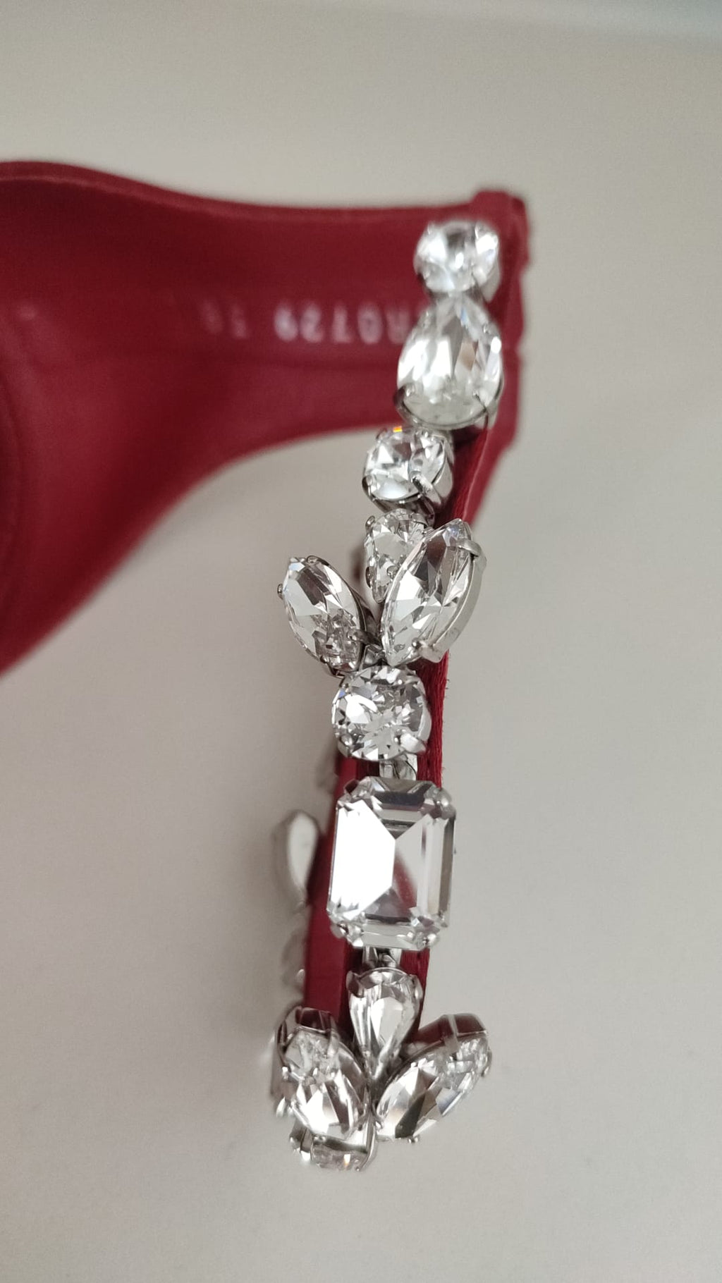 Red Satin Crystals Keira Sandals Heels Shoes