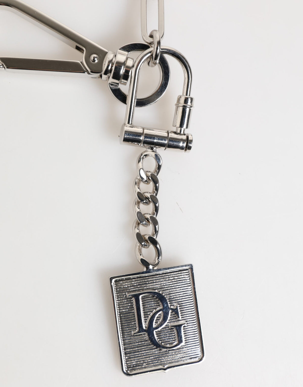 Silver Tone Metal Chain DG Logo Pendant Men Necklace