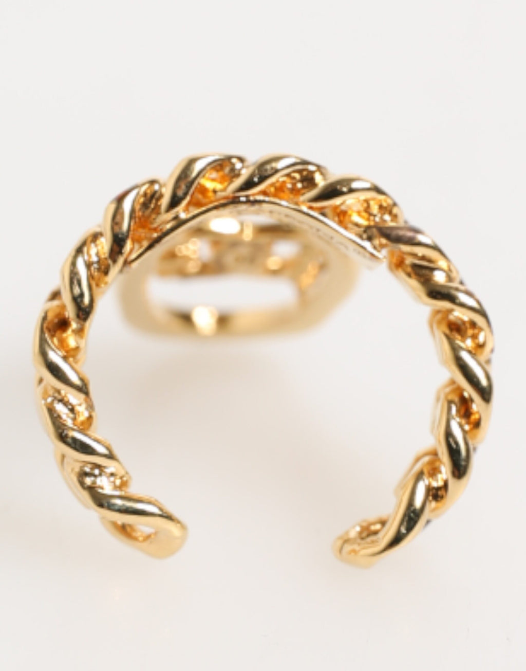 Gold Tone Brass Oval DG Logo Chain Adjustable Ring