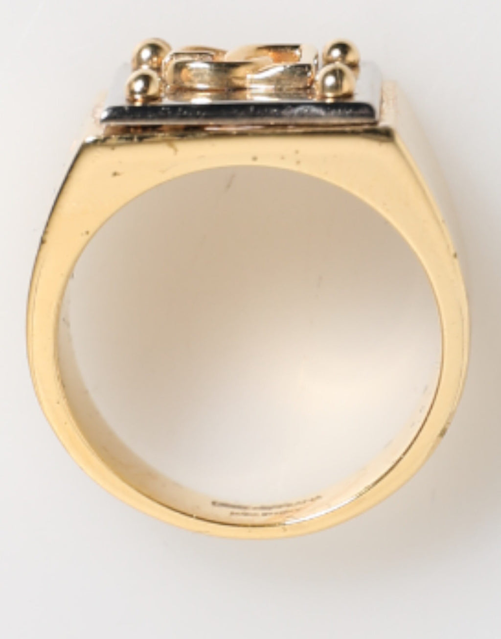 Gold Tone Brass Signet Square DG Logo Plaque Men Ring