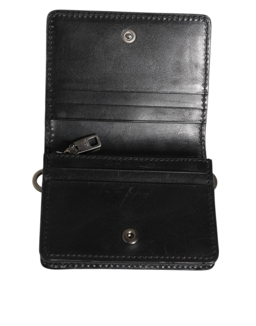 Black Leather Bifold Card Holder Mens Coin Purse Key Clip Wallet