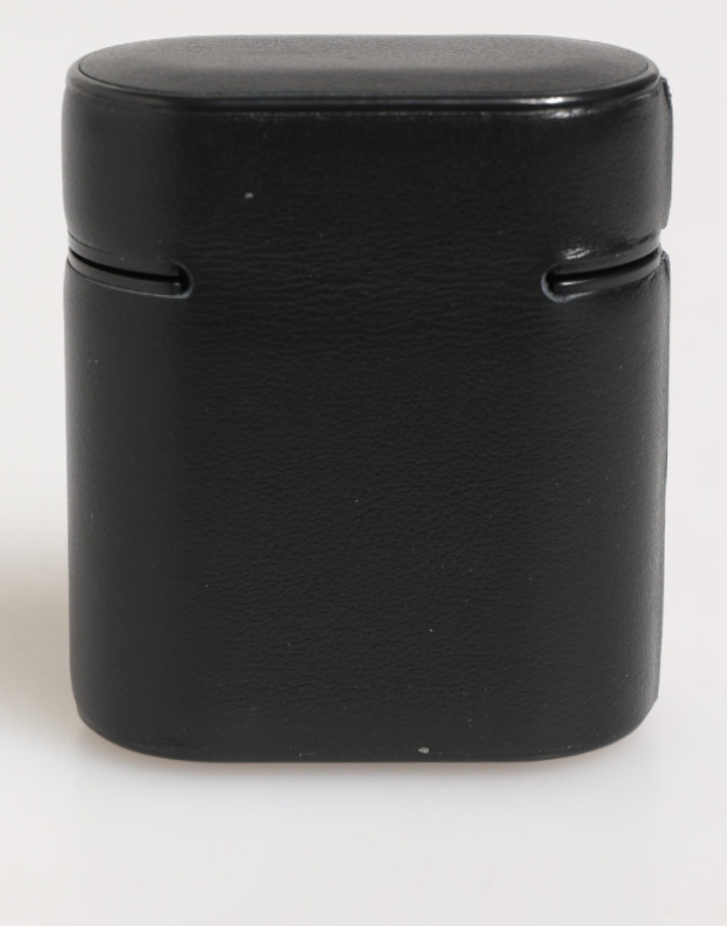 Étui pour Airpods à rabat en cuir de veau noir avec impression du logo