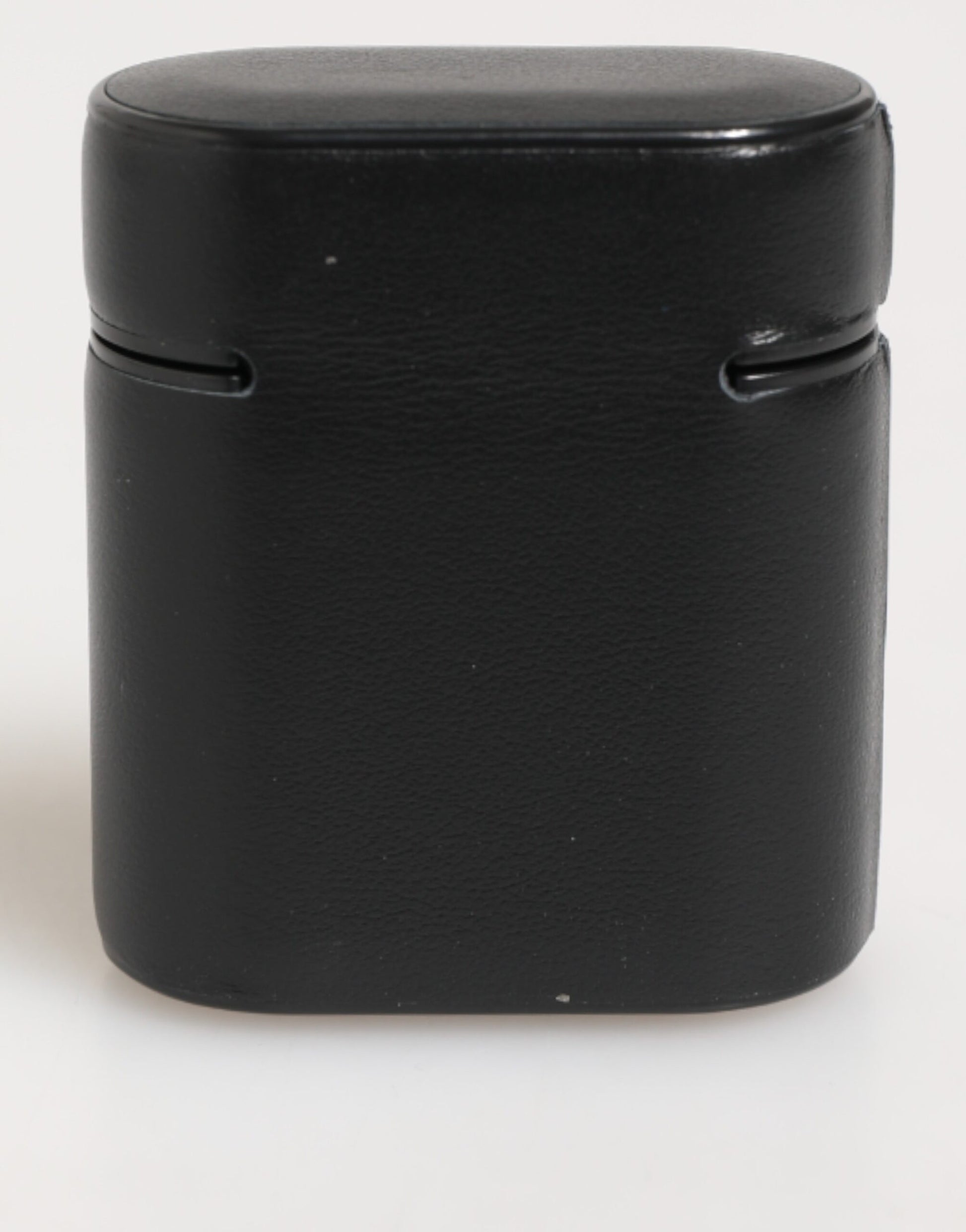 Étui pour Airpods à rabat en cuir de veau noir avec impression du logo