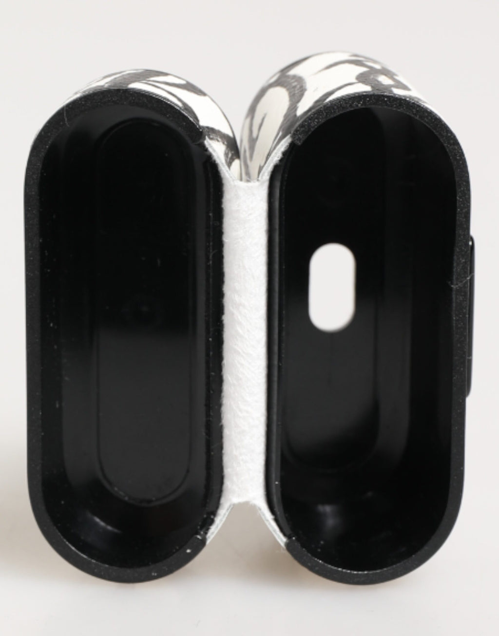 Black White Leather Monogram Print Logo Holder Airpods Case