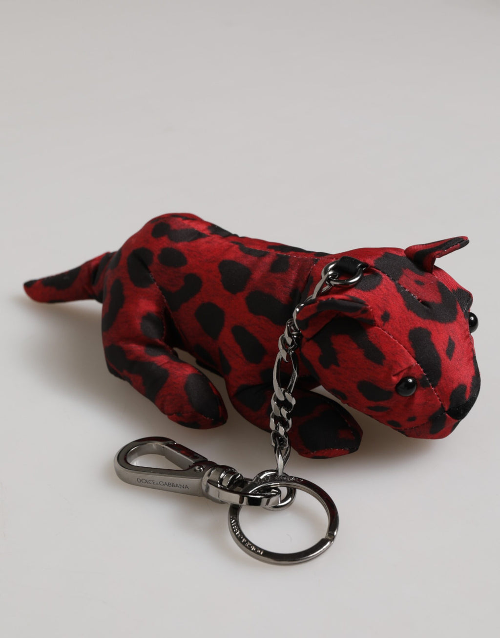 Red Black Polyester Animal Silhouette Bag Keychain Keyring