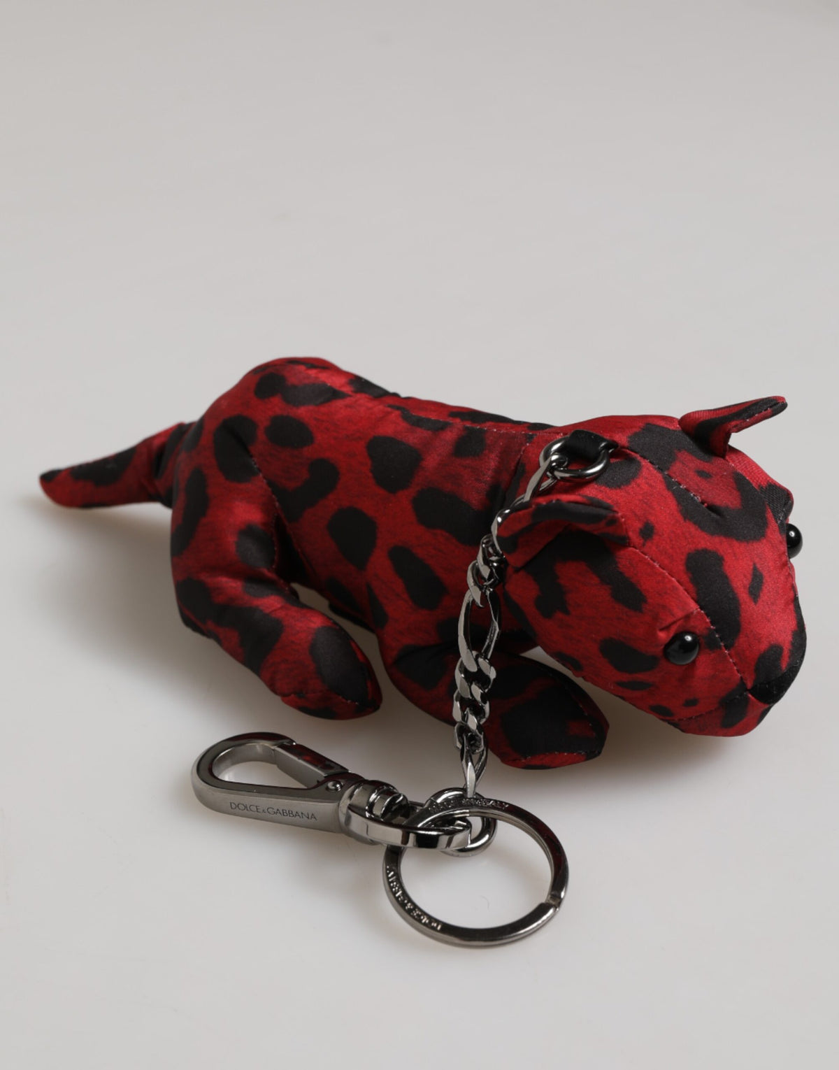 Red Black Polyester Animal Silhouette Bag Keychain Keyring