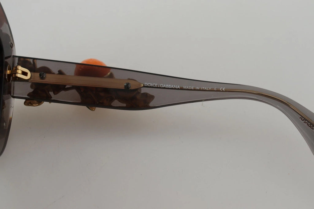 DG4283B Sonnenbrille mit Acetatkristallen und orangefarbenen Applikationen