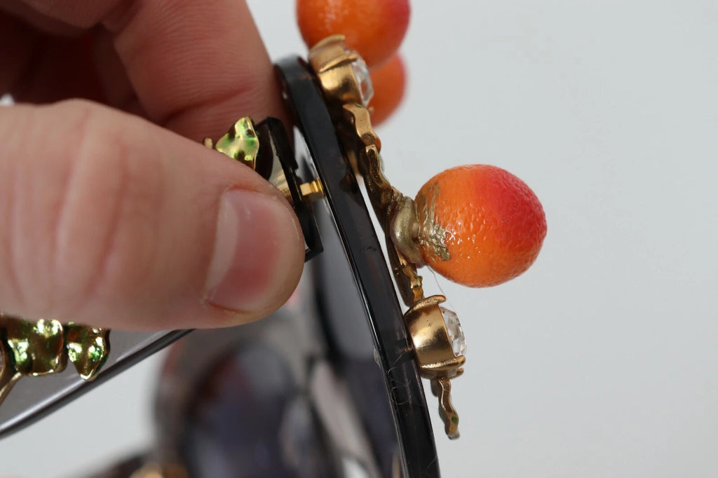 DG4283B Sonnenbrille mit Acetatkristallen und orangefarbenen Applikationen