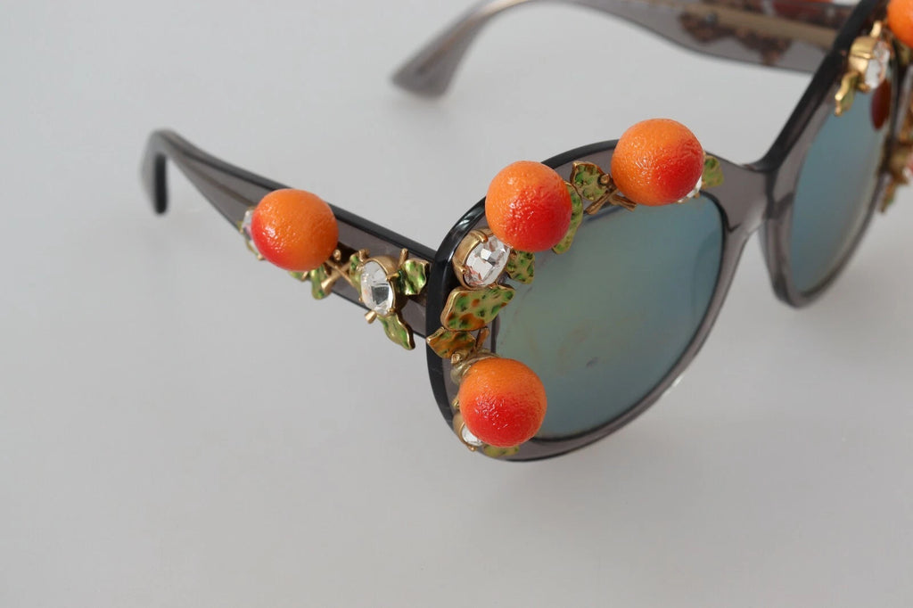 DG4283B Sonnenbrille mit Acetatkristallen und orangefarbenen Applikationen
