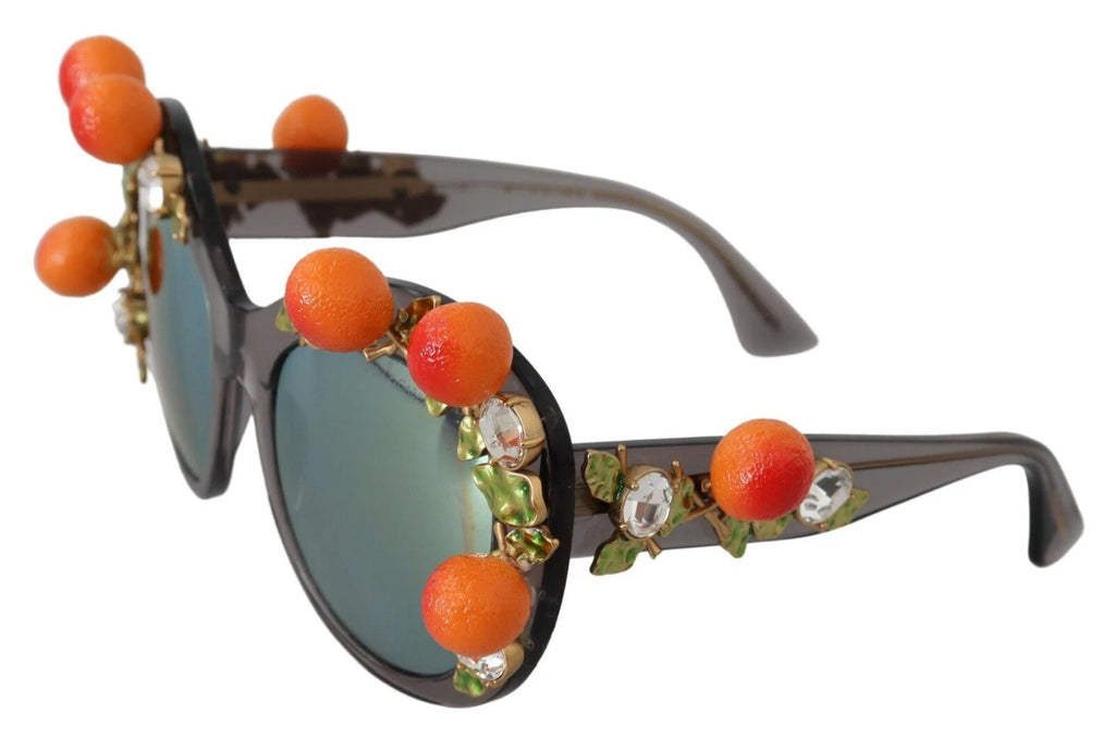 DG4283B Sonnenbrille mit Acetatkristallen und orangefarbenen Applikationen