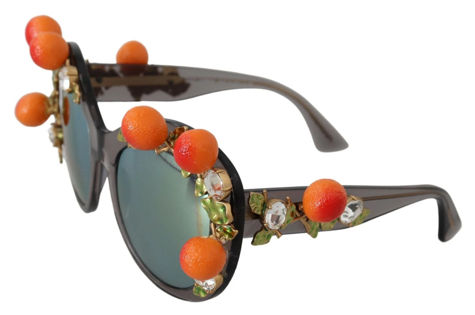 DG4283B Sonnenbrille mit Acetatkristallen und orangefarbenen Applikationen