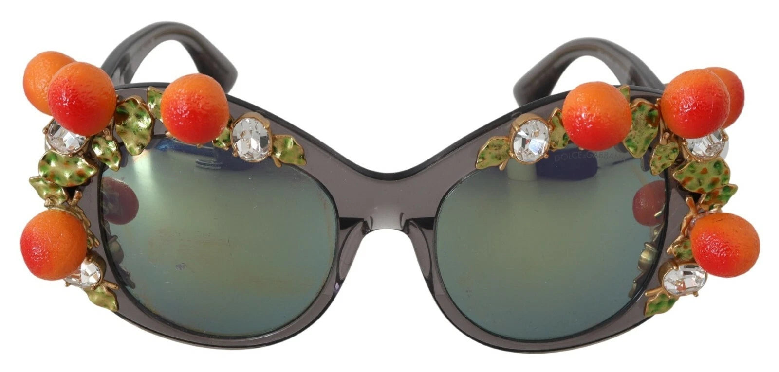 DG4283B Sonnenbrille mit Acetatkristallen und orangefarbenen Applikationen
