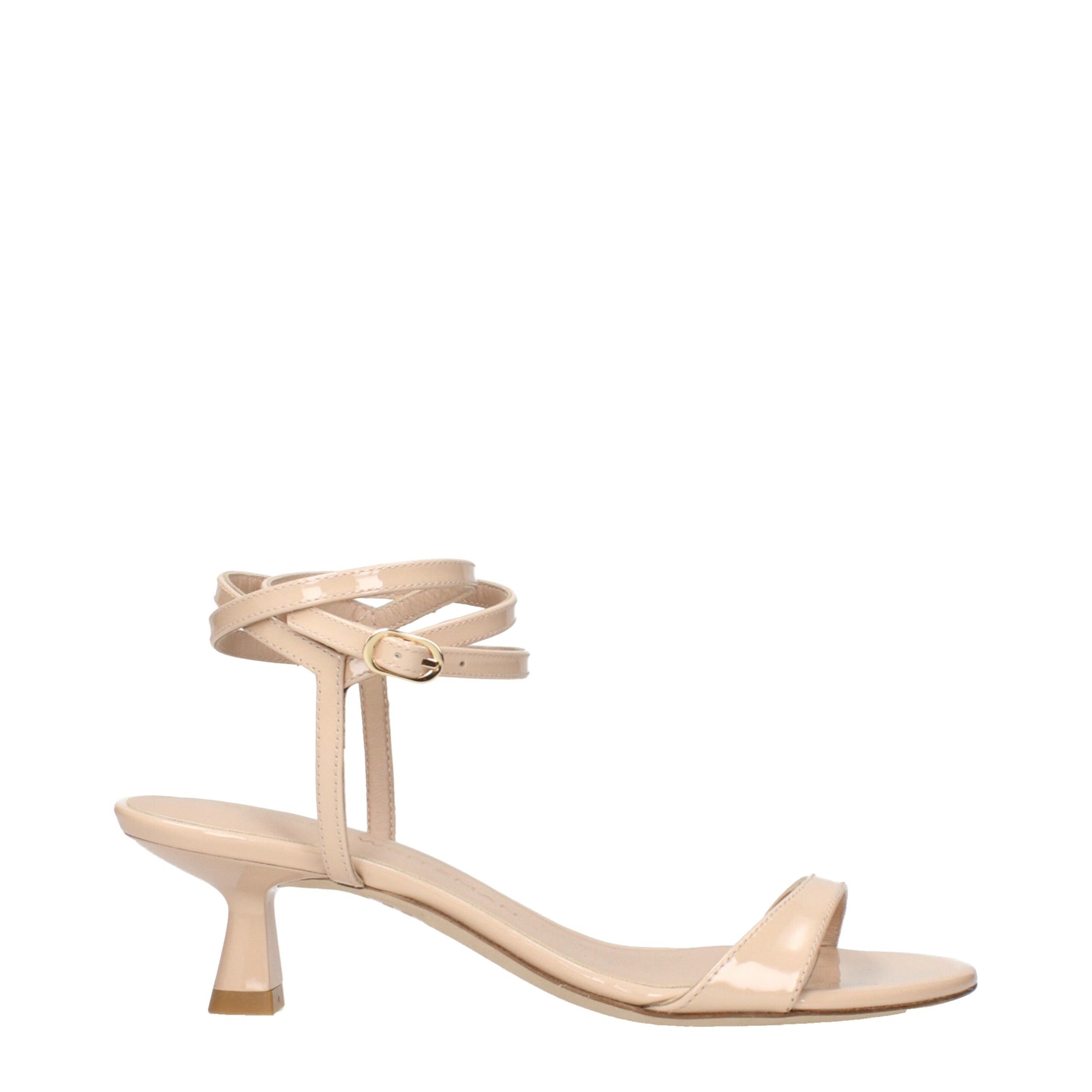 Beige Leather Stiletto Heel Sandals