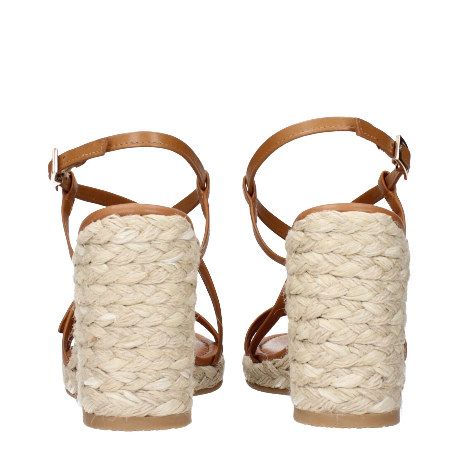 Brown Leather Wedge Sandals