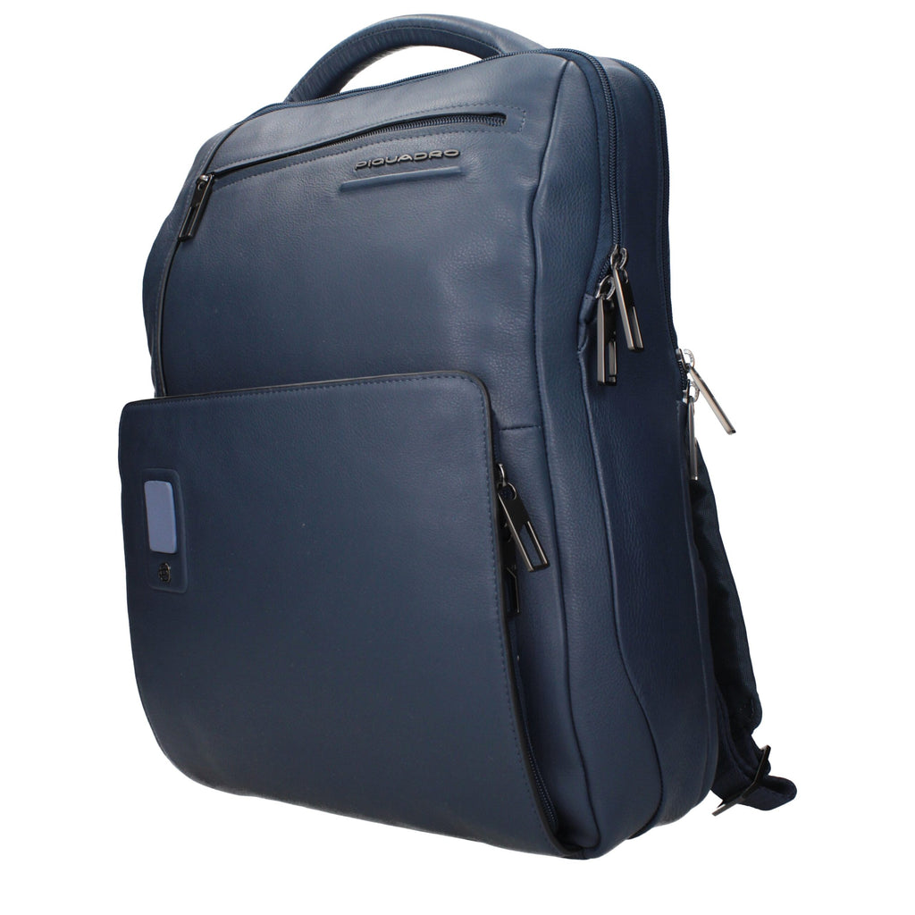 Blue Leather Backpack