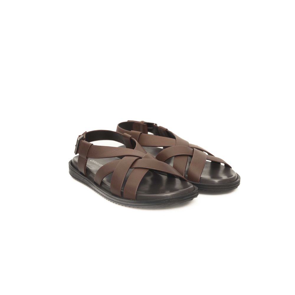 Sandale en cuir de vachette marron pour homme