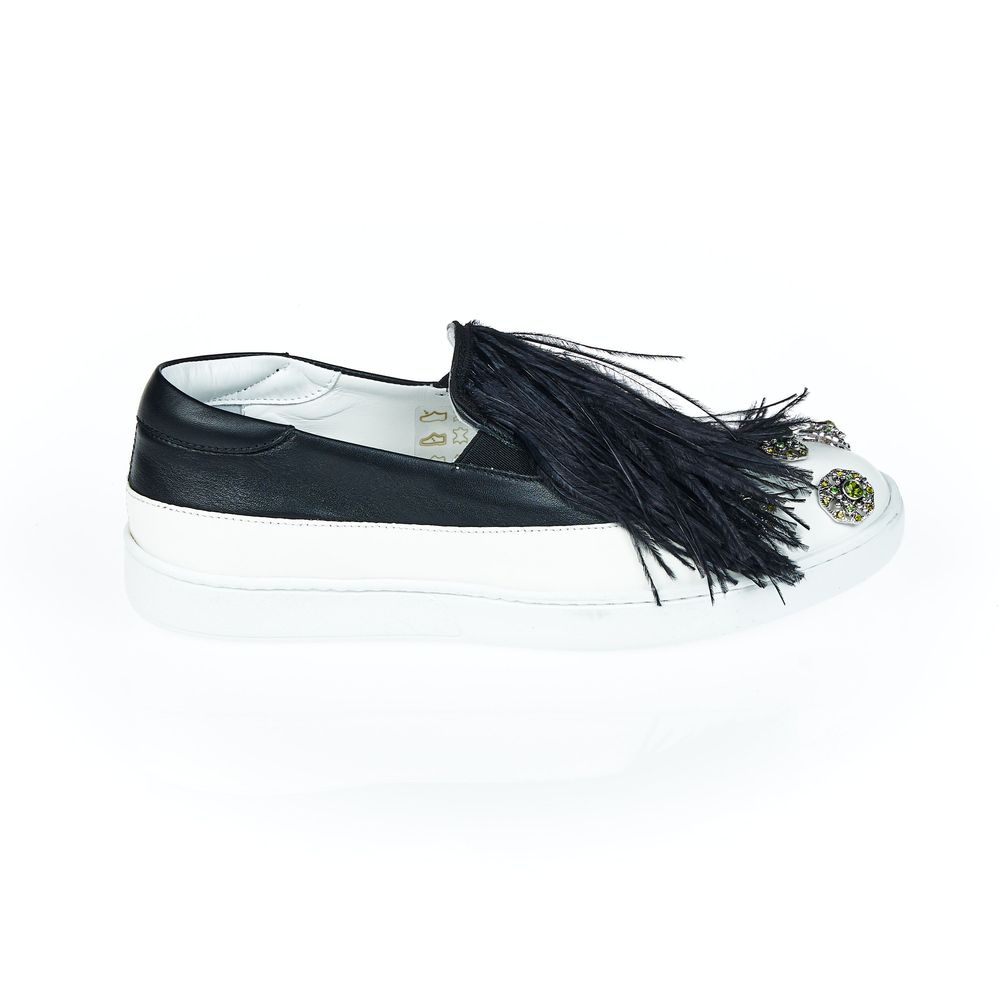 Chaussure en cuir de vachette noir et blanc